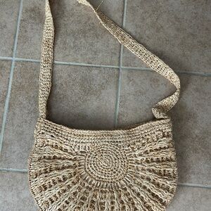Tommy Bahama Beige Rafia Woven Shoulder Bag Purse Resort Wear